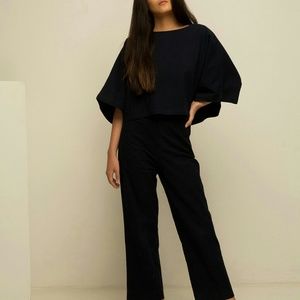 Arthur Apparel Painter's Navy Crop Top